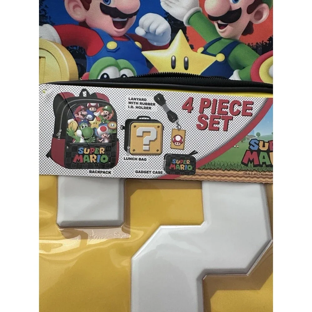 NEW 17” Super Mario Backpack and Lunch Box Kids Movie Retired Bag School